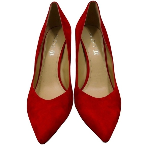 ALDO Red Suede Leather Stiletto Heels - Picture 5 of 15